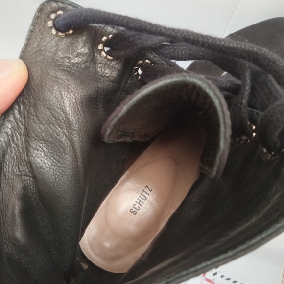 Leather Booties 6.5 Heeled Platform Boots - Picture 9 of 9